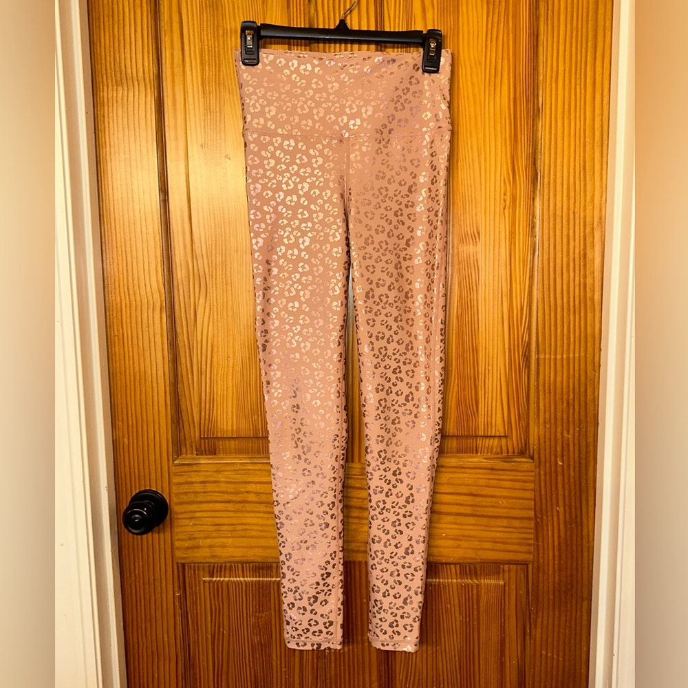 Pink Foil Leopard Leggings Sz S, worn once
